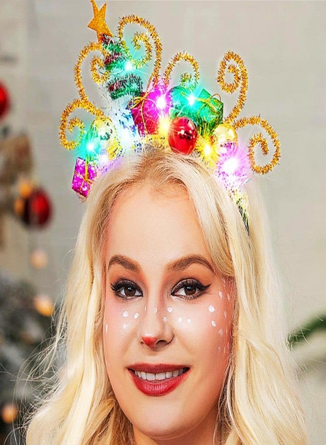 GORTIN Christmas Light up Headband LED Christmas Ball Headpiece Glowing Hair Band Xmas Holiday Hair Accessories for Women - Image 1