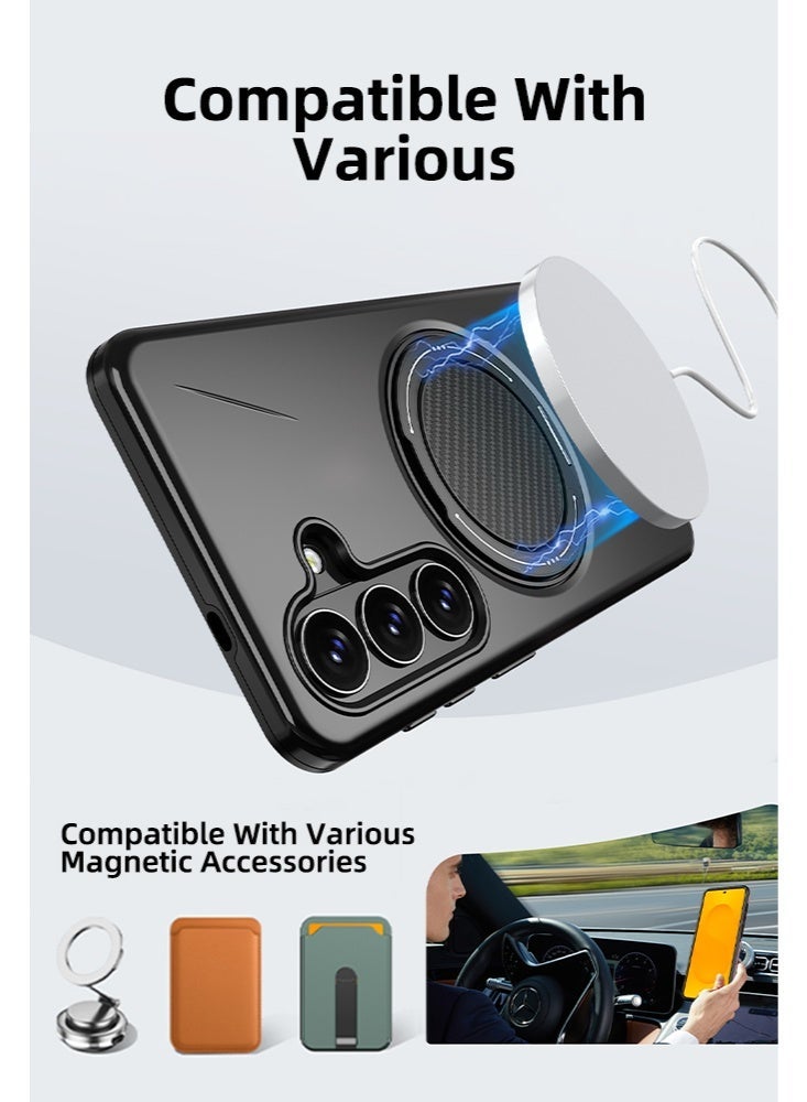 for Samsung S26 Plus Case, Compatible with Ring Holder,Translucent Matte Back Shockproof Cover , Slim Thin Full Protection Phone Case for Galaxy S26 Plus(Black) - Image 2