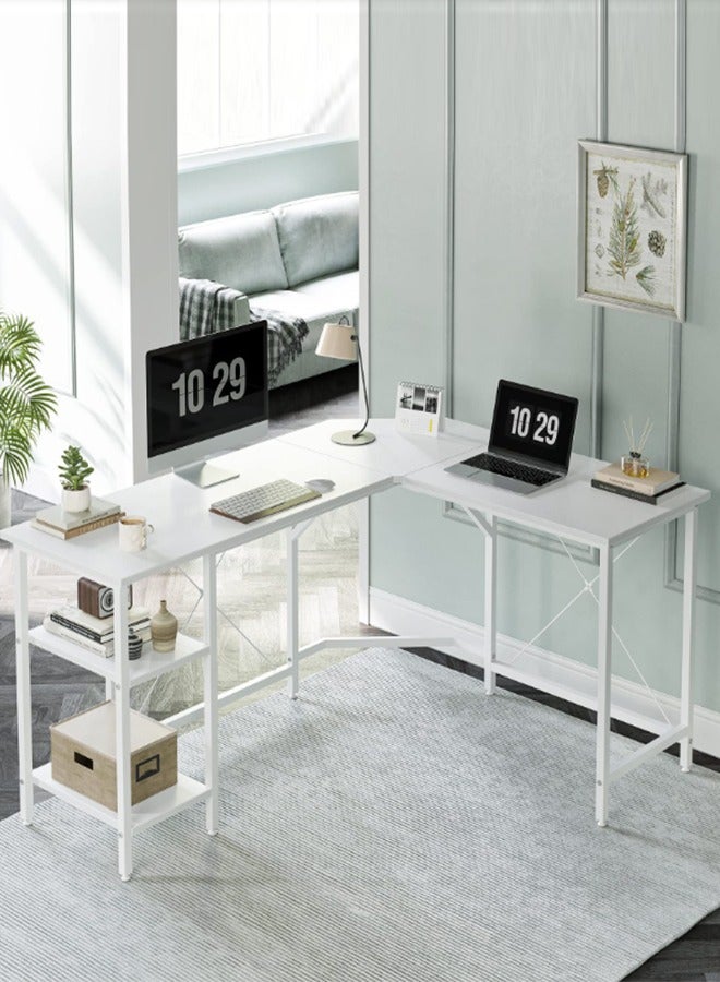 JCB CHIC Gaming Table 102cm with Monitor Stand,Computer Desk Office Table Study Desk L Shaped Desk with2 Storage  Shelves for Study and Home Office - Image 1