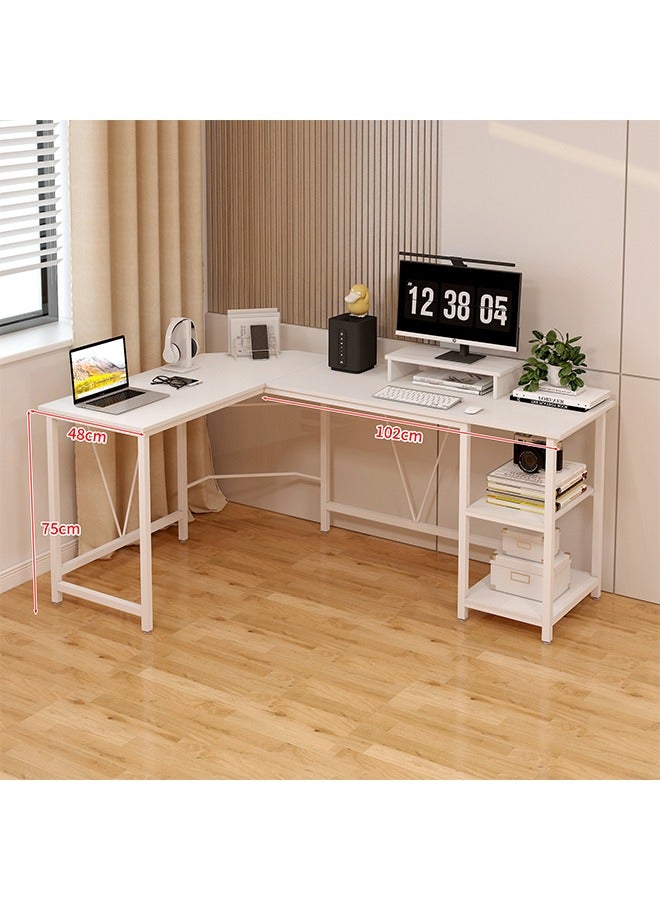 JCB CHIC Gaming Table 102cm with Monitor Stand,Computer Desk Office Table Study Desk L Shaped Desk with2 Storage  Shelves for Study and Home Office - Image 2