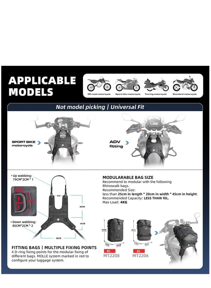 Zikra Motorcycle Tank Bag, Bumper Bag Universal Saddle Bag Mounting Base - Image 3