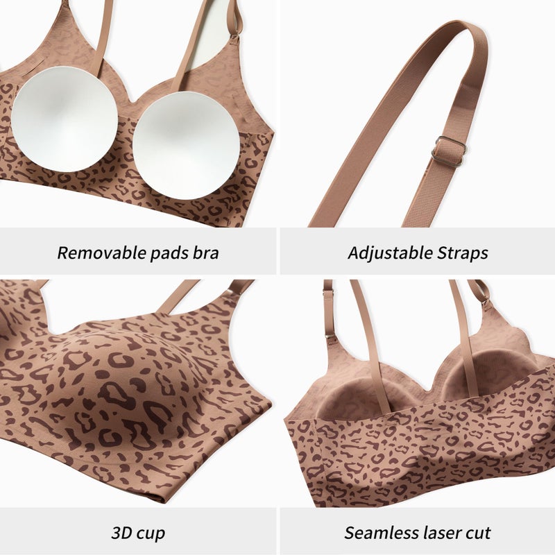 DEANGELMON 3 Pieces V Neck Bra Padded Seamless Adjustable Straps Bralettes Everyday Basic Sleeping Bras (3P6,M) - Image 5