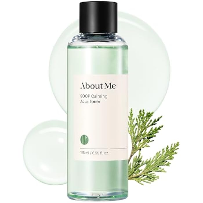 ABOUT ME SOOP Calming Aqua Toner – Korean 90.6% Jeju Cypress Water pH Balancing Toner for All Skin Types – Daily Gentle Exfoliation with Mandelic Acid & Centella – Korean Skin Care – 6.59oz, 195ml - Image 1