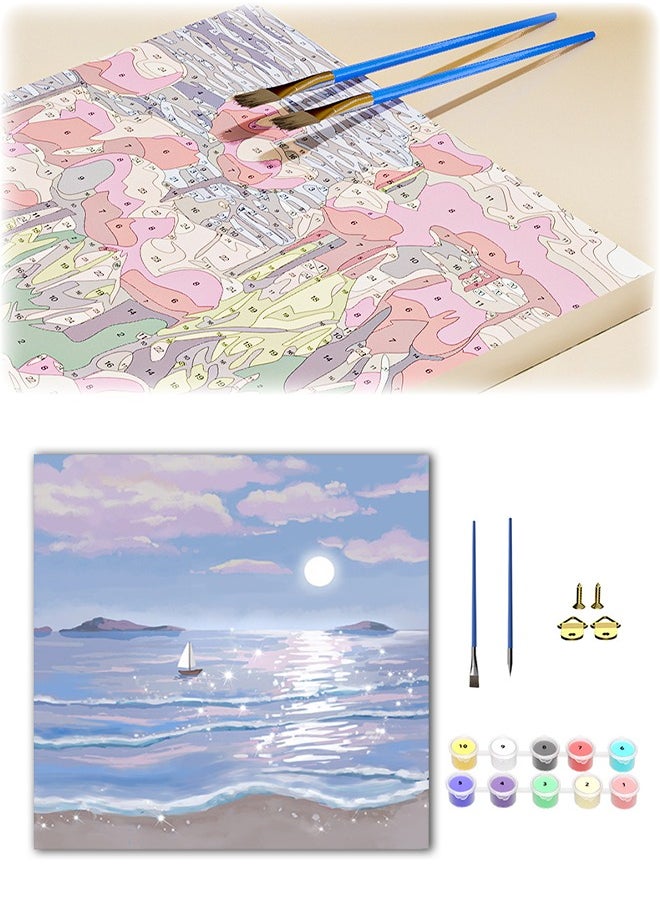 Generic DIY Painting by Numbers, Safe and Eco-Friendly Coloring Oil Painting With Brushes, Frames and Acrylic Paints, Suitable for Adults, Teenagers Painting and Home Decoration  - Image 1