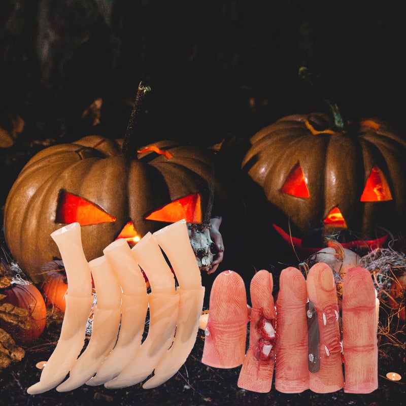 10PCS Halloween Fake Fingers Set Spooky Scary Witches Nails for Cosplay Party Prank Toys for Halloween Party Festivals Scary Props - Image 3