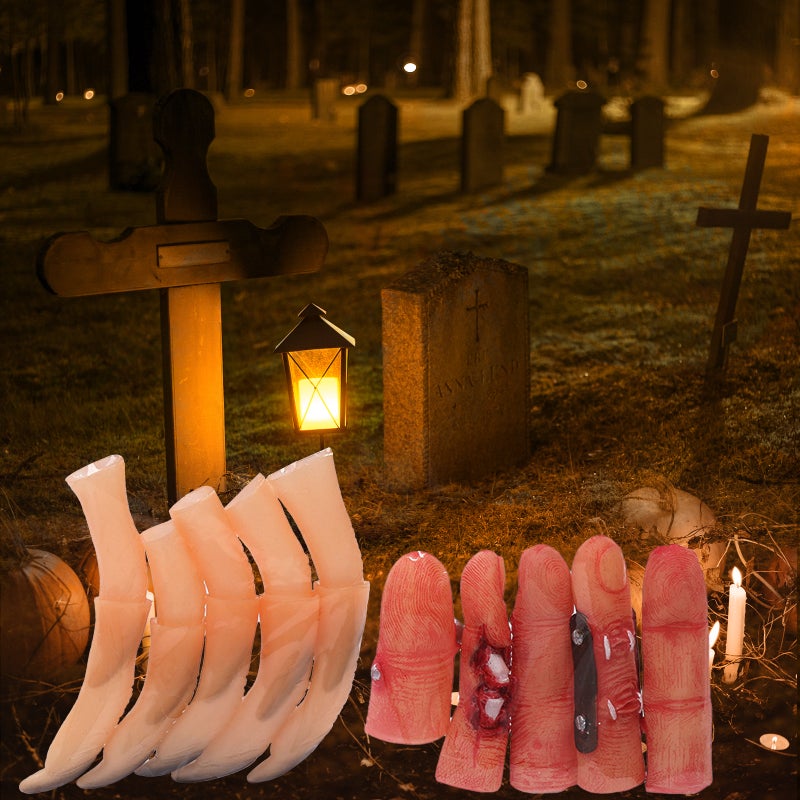 10PCS Halloween Fake Fingers Set Spooky Scary Witches Nails for Cosplay Party Prank Toys for Halloween Party Festivals Scary Props - Image 2