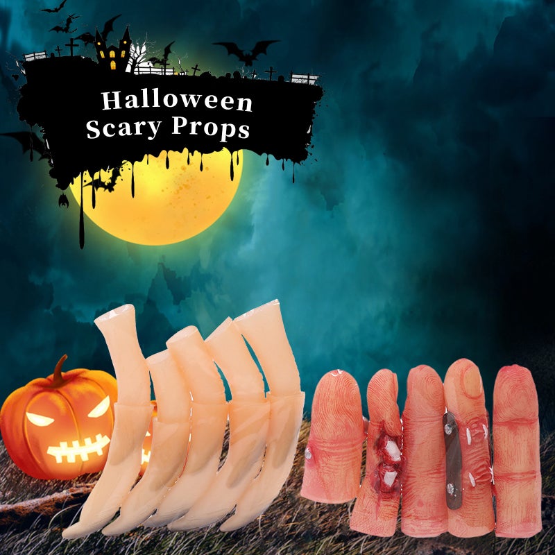 10PCS Halloween Fake Fingers Set Spooky Scary Witches Nails for Cosplay Party Prank Toys for Halloween Party Festivals Scary Props - Image 4