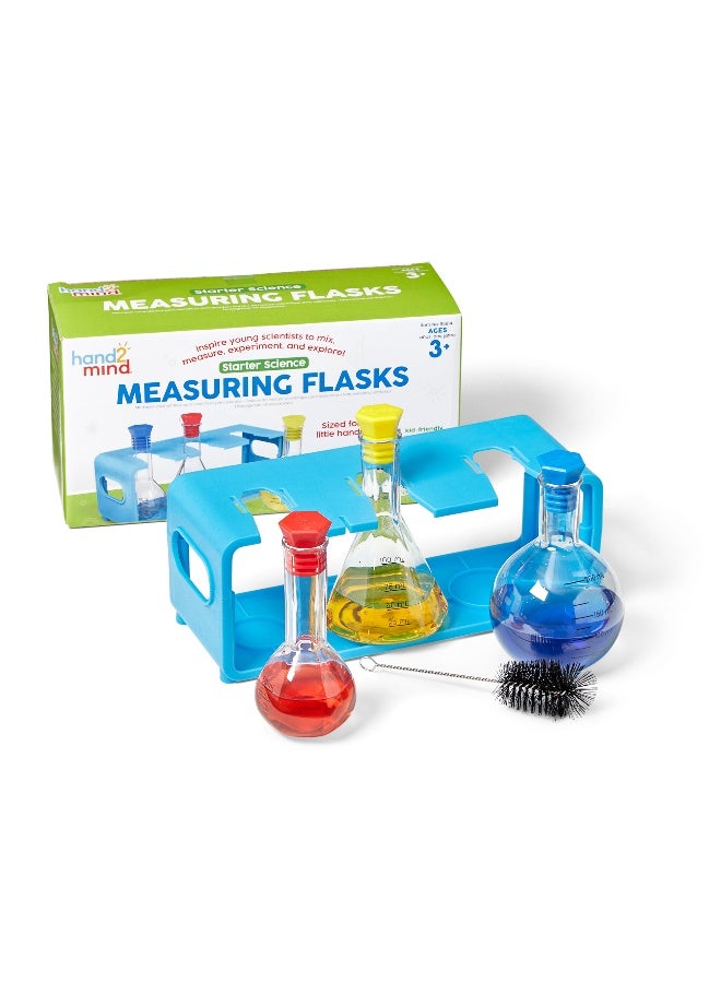 Learning Resources Starter Science Measuring Flask Set, Child-Safe Lab Equipment With 3 Flasks, Stoppers, Stand And Cleaning Brush, Ages 3 Plus - Image 3
