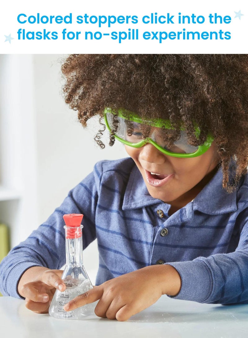 Learning Resources Starter Science Measuring Flask Set, Child-Safe Lab Equipment With 3 Flasks, Stoppers, Stand And Cleaning Brush, Ages 3 Plus - Image 5