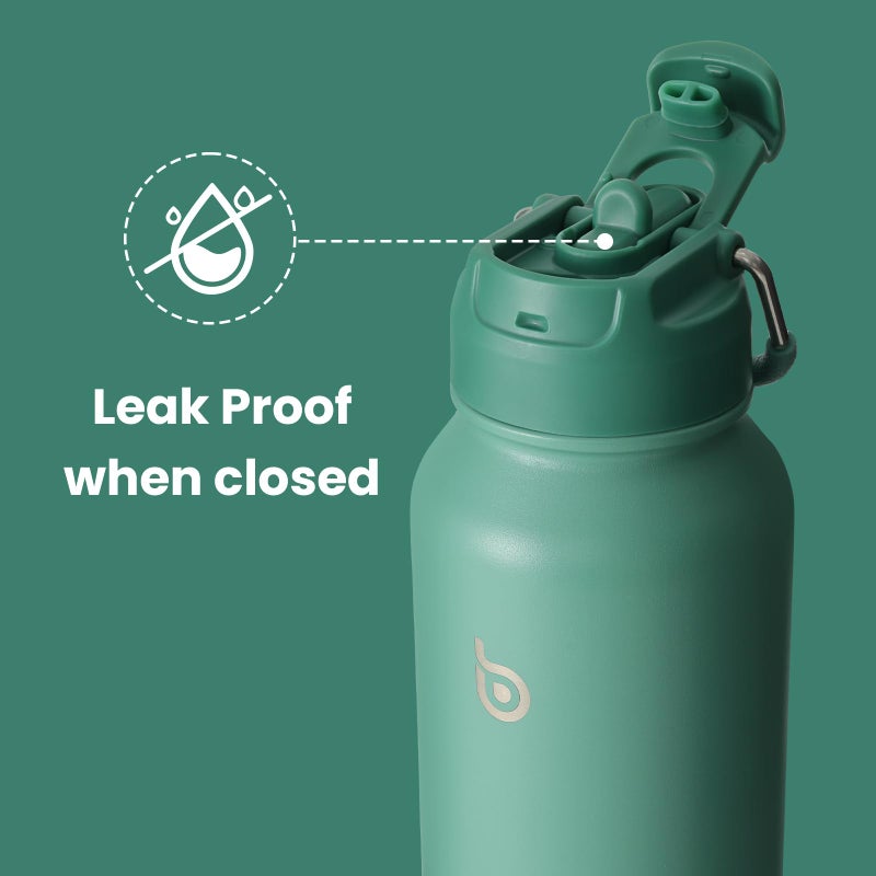 BOTTLE BOTTLE 40 oz sports water bottle stainless steel insulated water bottle with straw and pills holder (green) - Image 4
