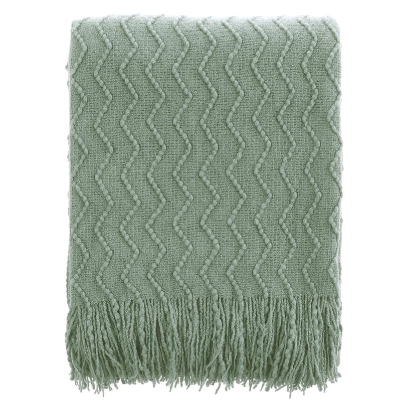 بطانية Battilo Home Sage Green Throw للأريكة المحبوكة الحكيم الناعم.