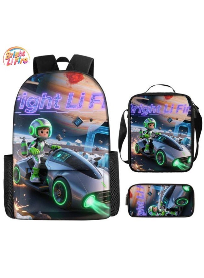 واضح من النار حقيبة كرتونية من ثلاث قطع، يسهل التعامل معها في مناسبات مختلفة (متوفرة للطلاب والأطفال والأصدقاء في النزهايات وتسلق الجبال والتعليم المدرسي وما إلى ذلك) | الكتفين + حقائب اليد + حقائب القرطاسية | موسم العودة إلى المدرسة / هدايا المهرجان - 44 - Image 1