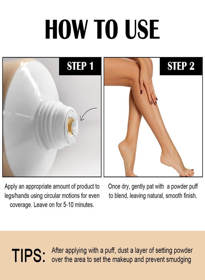 Jutqut Waterproof Leg & Body Makeup Cream with Puff, Transfer-Resistant Full Coverage Concealer for Tattoos, Scars & Varicose Veins, Long-Lasting Natural Finish Foundation for All Skin Tones, 01 - Image 3