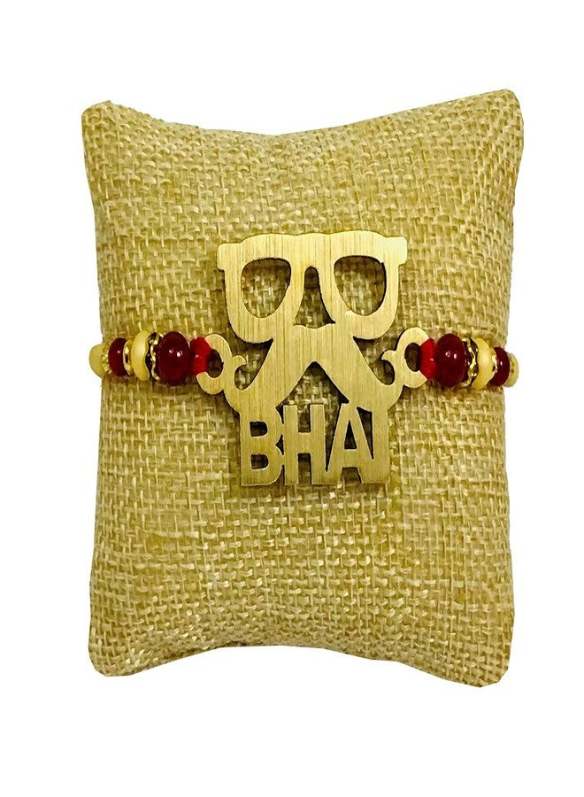 Evisha 2 Pcs Wooden Mustache Bhai Rakhi For Brother | Rakhi Combo 137 Two | rakhi || rakhi set || rakhi for brother - Image 2
