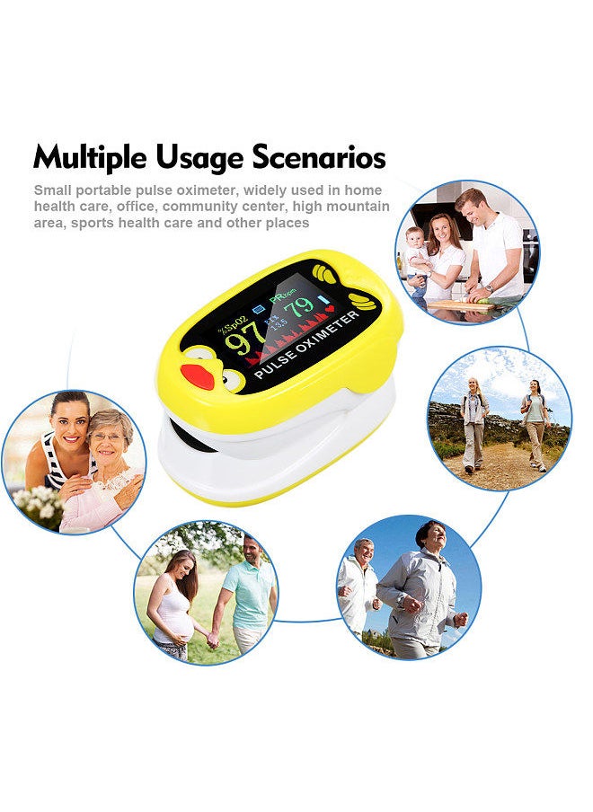 Multi-function Finger Pulse Oximeter USB Rechargeable Blood Oxygen Sensor SpO2 PR PI Monitor with TFT Display Portable Finger Pulse Oximeter Creative Cute Oximeter for Home Sports Travel