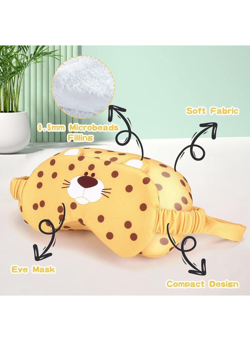 SOLARAE وسادة سفر وعين 2 في 1، وسادة ناعمة للأطفال والبالغين، مجموعة وسادة قماشية وقناع عين تدعم الرأس والرقبة والذقن - للطائرة، التخييم، المشي، القطار، السيارة أو في الهواء الطلق - Image 2
