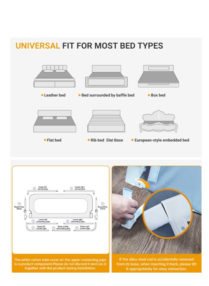 MIXDE - Toddler Bed Rails for Crib, Foldable Bed Rail for Toddlers, Portable Bed Rails Guard Bumper for Kids, Safe Bed Side Rail for Twin, Queen, King, Full Size Beds - Image 1