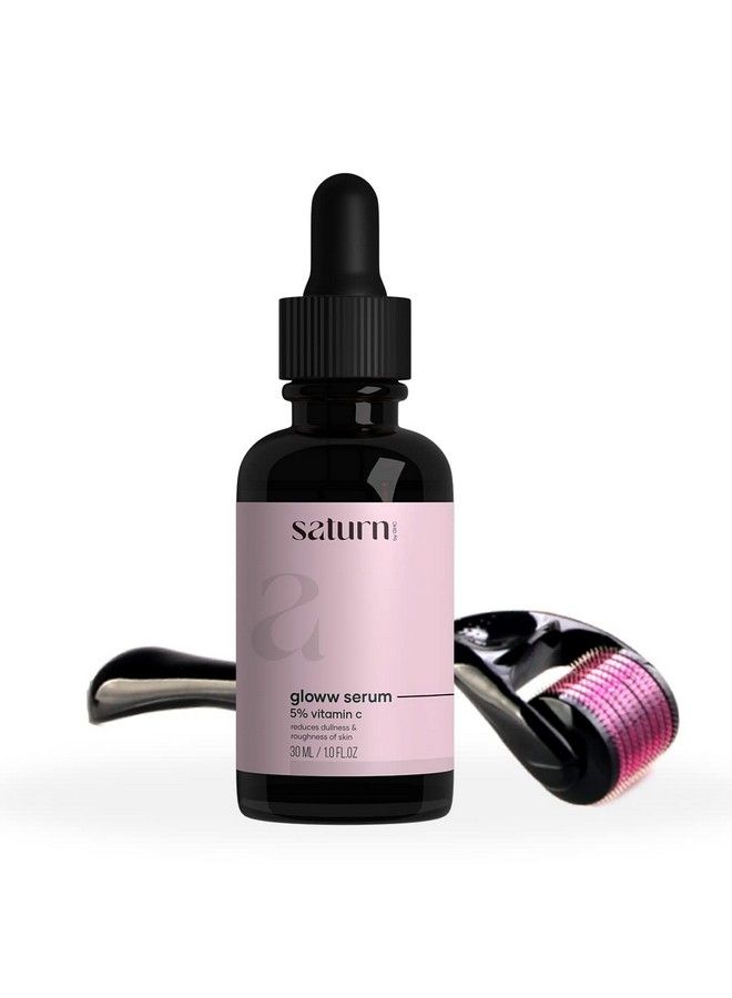 Saturn by GHC مجموعة سيروم جلو كومبو سيروم جلو (30 مل) ديرما رولر (540 إبرة دقيقة مقاس 0.5 مم) تعزز التغذية العميقة للغاية مدعومة بالريتينول وخالية من المواد الكيميائية (مجموعة من قطعتين) - Image 1