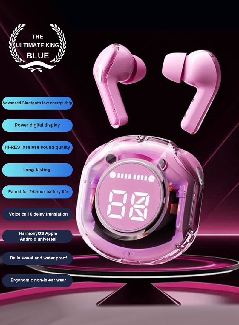 Luxury Wireless Earbuds, Transparent appearance with LED Display Charging Case, Bluetooth 5.3 in-Ear Earphones with Mic for Phone Tablet Laptop Sports, High-End Headphones - Image 2