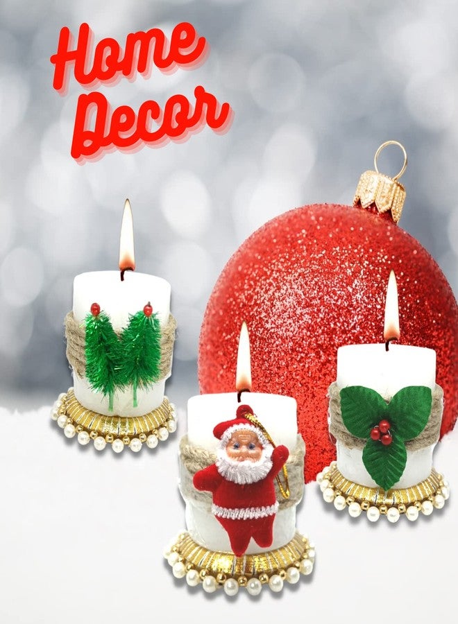 Quarya Decorative White Wax Pillar Candles | Classic Round Design for Home, Office & Christmas Decor (Pack of 3) - Image 5