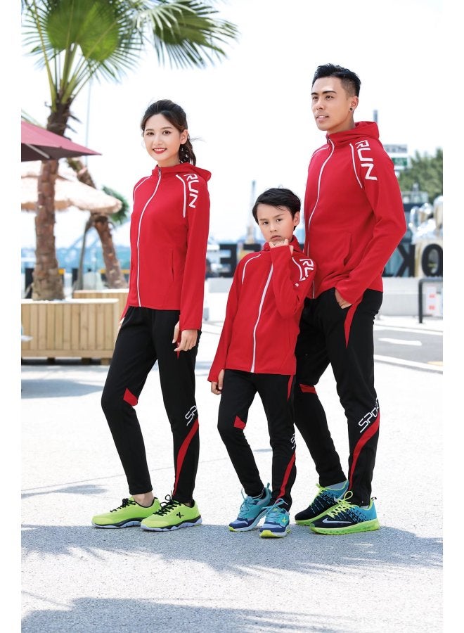 Thin Velvet Long Zipper Long Sleeve Hooded Football Sports Suit Children Adult Training Clothes 3xs-4xl