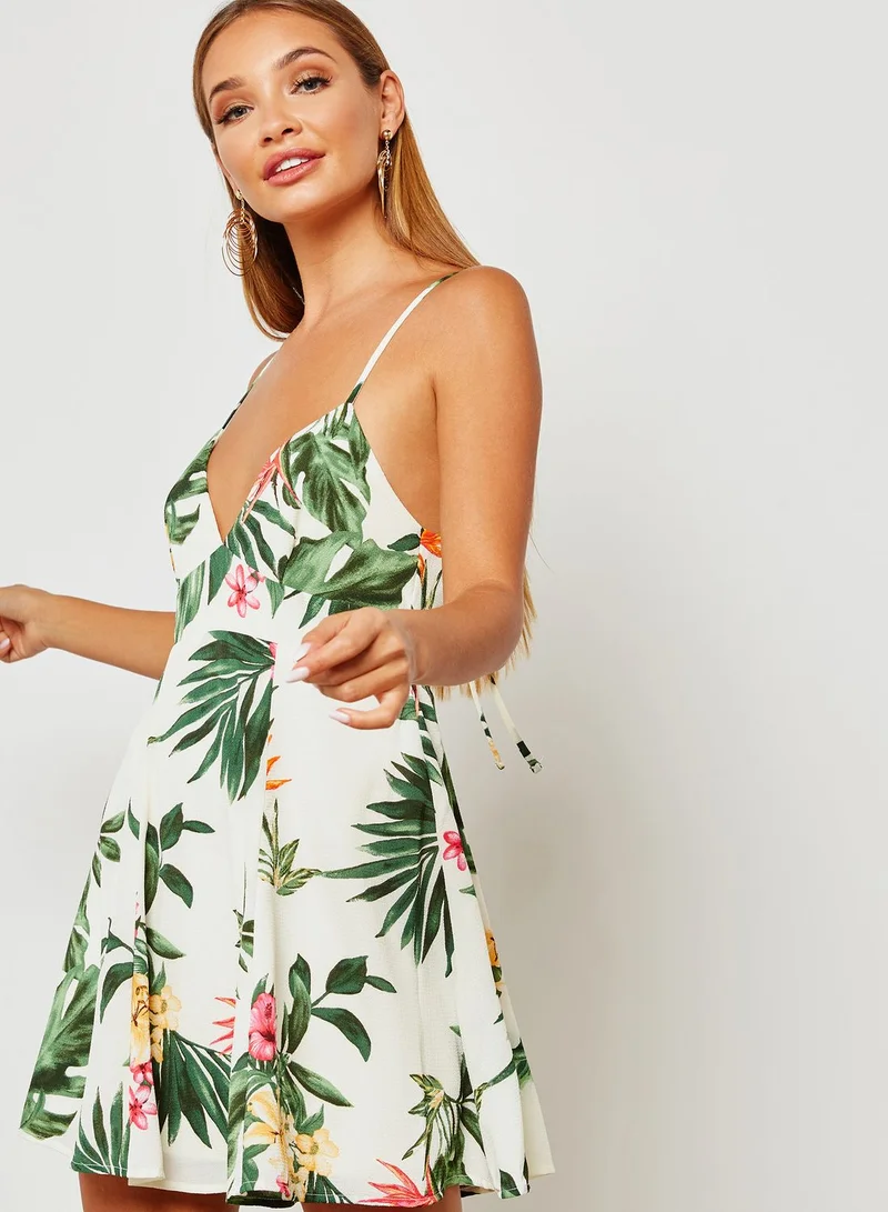 tropical print skater dress Navy Tropical Skater Dress