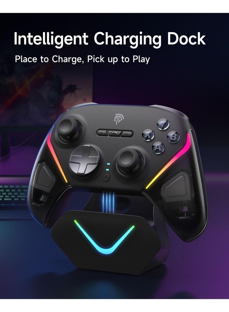 EasySMX D10 Wireless Gaming Controller – Bluetooth Gamepad with TMR Joysticks, Dual-Mode Triggers, Mechanical Buttons, 1000Hz Polling, RGB Lights – for PC, Switch, Android, iOS – with Charging Dock Brand: EasySMX - Image 5