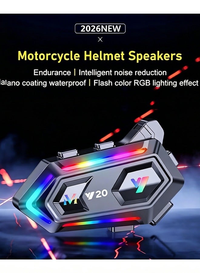 Bukela Motorcycle Helmet Speakers with 16-Types RGB Dazzling Lights High Battery Life Motorcycle Headphones Dual Noise Reduction/Automatic Answer/Call Music Control/Wake up Siri/IPX6 - Image 3