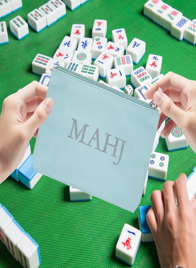 CYUXING Mahjong Card Holder, Mahjong Accessories Storage Bag Blue Card Pack Supplies, Ideal Gift for Friends Protective Cover Case with Zipper Storage Supplies Easy to Carry - Image 4