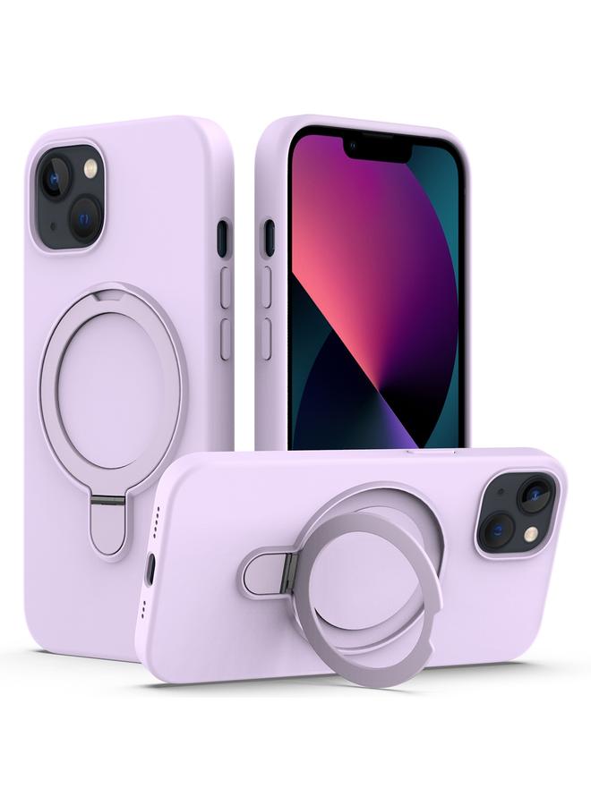 اس-توب جراب لهاتف iPhone 15 مصنوع من السيليكون السائل المغناطيسي MagSafe مع حامل حلقي - Image 1