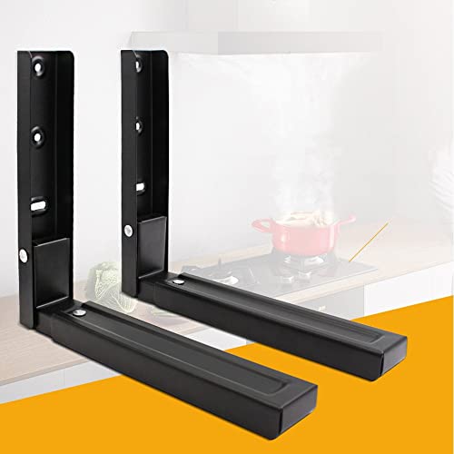 BOSNEY Implemental Microwave Bracket Wall Mount, Universal Microwave Shelf Stand, Retractable Folding Oven Bracket Holder for Kitchen, Set of 2 - Image 1