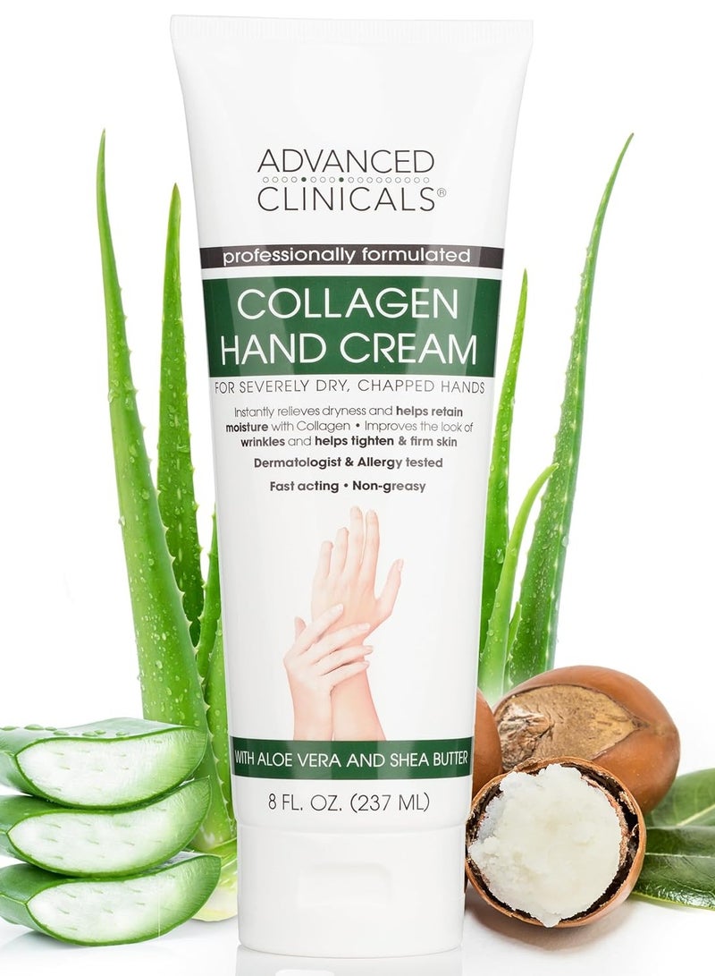 Advanced Clinicals Collagen Hand & Body Cream Skin Care Moisturizer Lotion For Dry Cracked Skin. Soothing & Hydrating Lotion W/Aloe Vera, Green Tea, & Shea Butter, Large 8 Fl Oz - Image 3