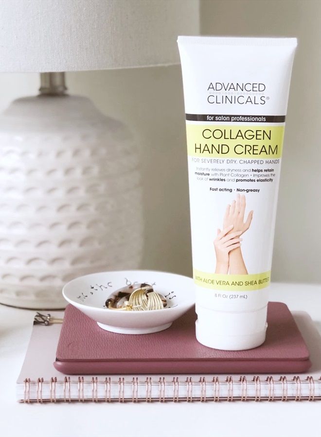 Advanced Clinicals Collagen Hand & Body Cream Skin Care Moisturizer Lotion For Dry Cracked Skin. Soothing & Hydrating Lotion W/Aloe Vera, Green Tea, & Shea Butter, Large 8 Fl Oz - Image 2