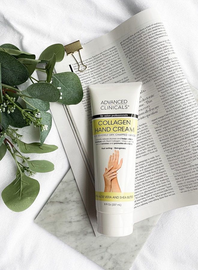 Advanced Clinicals Collagen Hand & Body Cream Skin Care Moisturizer Lotion For Dry Cracked Skin. Soothing & Hydrating Lotion W/Aloe Vera, Green Tea, & Shea Butter, Large 8 Fl Oz - Image 3