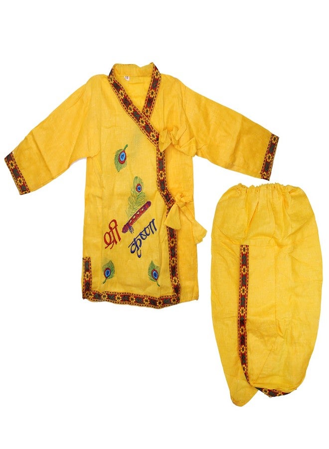 KYNA Krishna Ji Dress Ethnic Wear Costume For Janmashtami Festive And Traditional Party Celebration Bal Gopal Dhoti Kurta Set- Pack Of 1 (Size No.16 (6 Months- 1 Year)) - Image 1