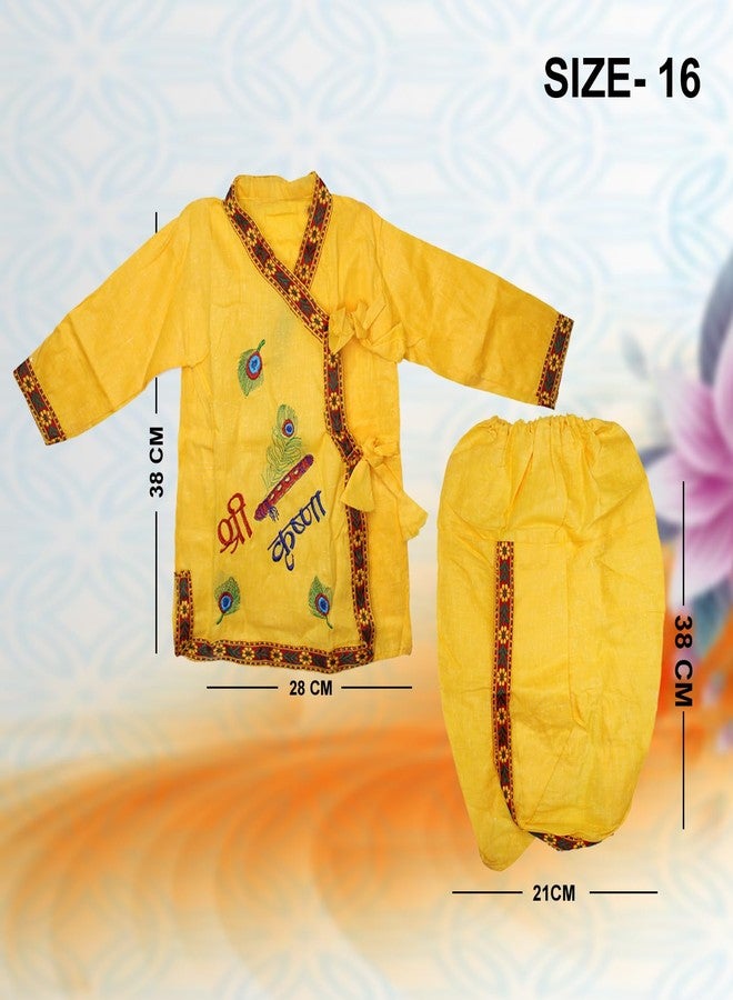 KYNA Krishna Ji Dress Ethnic Wear Costume For Janmashtami Festive And Traditional Party Celebration Bal Gopal Dhoti Kurta Set- Pack Of 1 (Size No.16 (6 Months- 1 Year)) - Image 2