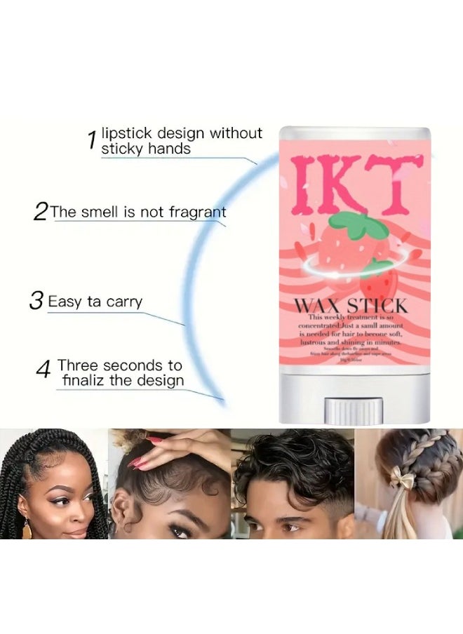 IKT Hair Wax Stick Hair Finishing Stick Anti Frizz Hair Flyaway Wax Tamer Edge Brush Hair Mascara Flyaway Hair Stick Moisturizing and Shine Enhancing Mini Hair Finishing Gel 16g  - Image 3