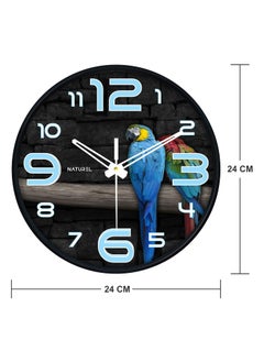 Naturel NATUREL Plastic Round Shape Parrot Bird Wall Clock with Glass ((2030)  - Image 3
