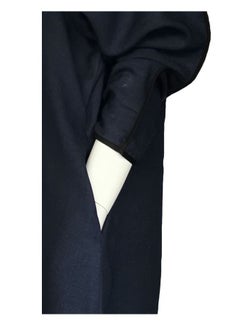 Sana'a Kayum Navy Blue Classic Front Open Dolman Sleeve Abaya By Sanaa Kayum  - Image 3