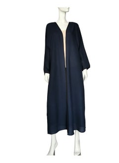 Sana'a Kayum Navy Blue Classic Front Open Dolman Sleeve Abaya By Sanaa Kayum  - Image 1