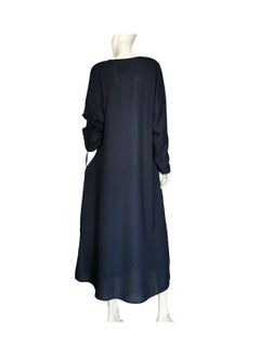 Sana'a Kayum Navy Blue Classic Front Open Dolman Sleeve Abaya By Sanaa Kayum  - Image 5