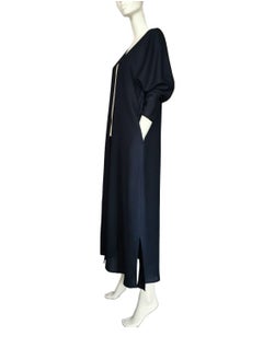 Sana'a Kayum Navy Blue Classic Front Open Dolman Sleeve Abaya By Sanaa Kayum  - Image 2