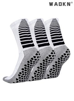WAOKN 3 Pairs of Anti-Slip Breathable Sports Socks, Men's & Women's Anti-Blister Running Training Socks, Specialized for Basketball, Football, Walking, Hiking, Rugby, with Thickened Cushion and Enhanced Grip  - Image 1
