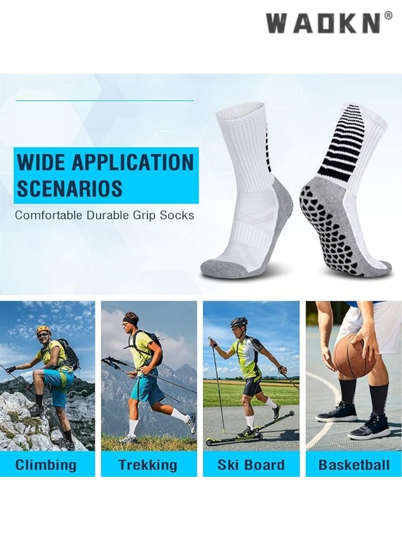 WAOKN - 3 Pairs of Anti-Slip Breathable Sports Socks, Men's & Women's Anti-Blister Running Training Socks, Specialized for Basketball, Football, Walking, Hiking, Rugby, with Thickened Cushion and Enhanced Grip - Image 1