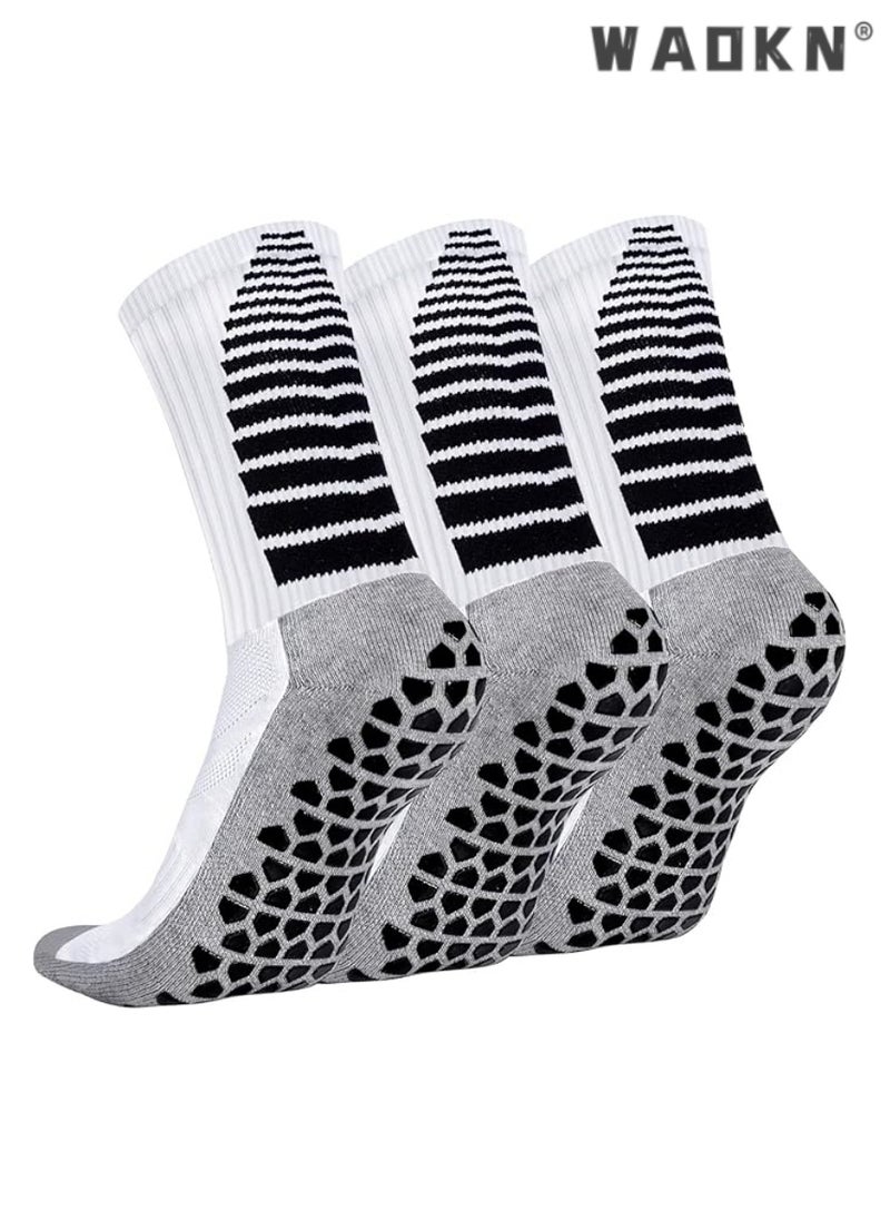 WAOKN - 3 Pairs of Anti-Slip Breathable Sports Socks, Men's & Women's Anti-Blister Running Training Socks, Specialized for Basketball, Football, Walking, Hiking, Rugby, with Thickened Cushion and Enhanced Grip - Image 1