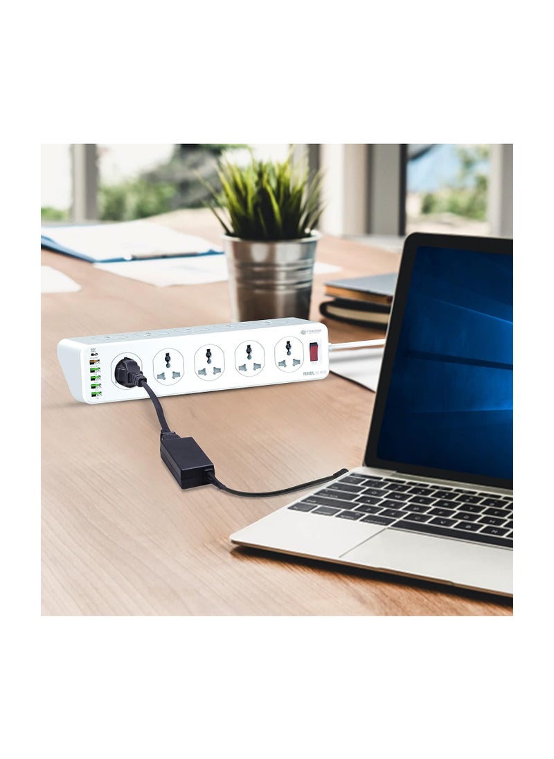 CAROSKI - Power Extension Cord with 10 Power Sockets and 6 USB ports - Smart Power Strip  Extension Plug with Surge Protector - Charging Socket with 2m long Extension Cord - Image 1