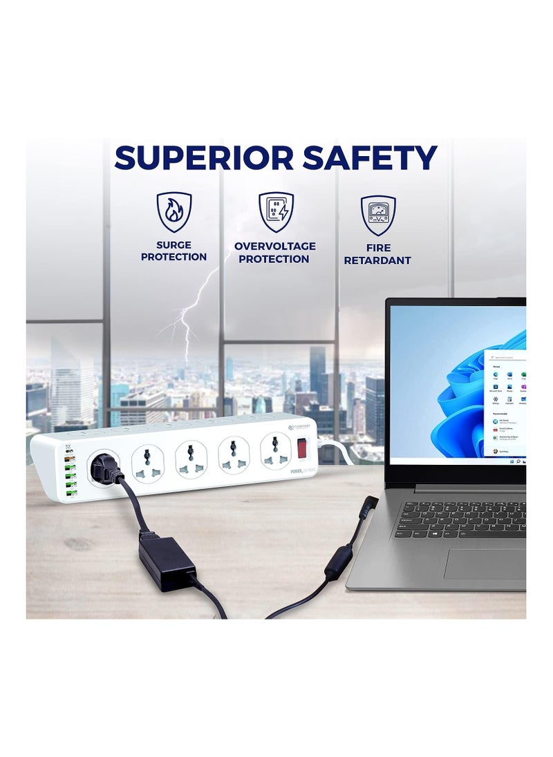 CAROSKI - Power Extension Cord with 10 Power Sockets and 6 USB ports - Smart Power Strip  Extension Plug with Surge Protector - Charging Socket with 2m long Extension Cord - Image 1