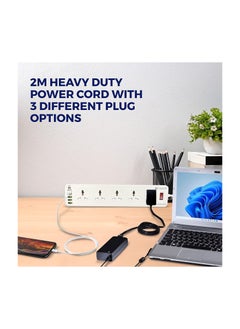 CAROSKI Power Extension Cord with 10 Power Sockets and 6 USB ports - Smart Power Strip  Extension Plug with Surge Protector - Charging Socket with 2m long Extension Cord  - Image 3
