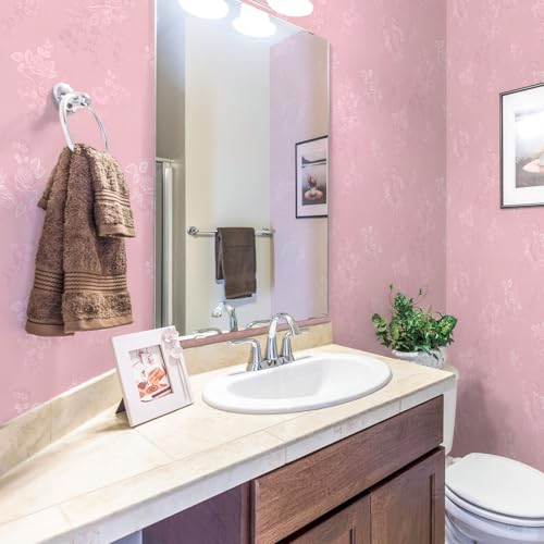 Lativo Pink Wallpaper Silk Embossed Floral Pink Contact Paper Peel and Stick Self Adhesive Wallpaper for Bedroom Kids Room Decor Nursery Textured Flower Contact Paper for Cabinets Liner 512inL 17.7inW - Image 4