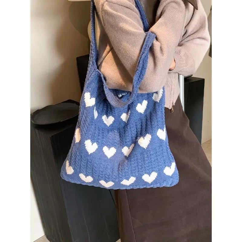 Kawn ® Premium Knitted Heart Pattern Tote Bag Large Stylish and Durable Trendy bag for Everyday Use Beach Shopping Travel Work – Comfortable and Trendy Design - Image 5